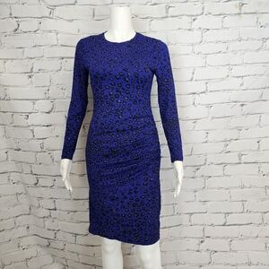 LK Bennett Blossa Jersey Dress In Blue Leopars